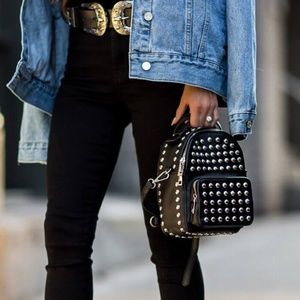 black studded mini backpack